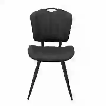 Set of 2 - Mussel Moleskin Effect Fabric Dining Chair with Black Metal Legs